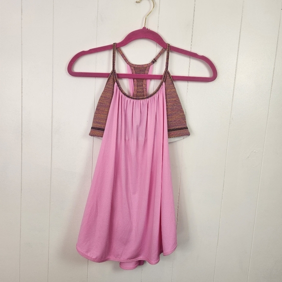 Lululemon No Limits Bra Tank Top Racerback Pink Wee Stripe Size 6 Gym Yoga - Picture 1 of 5